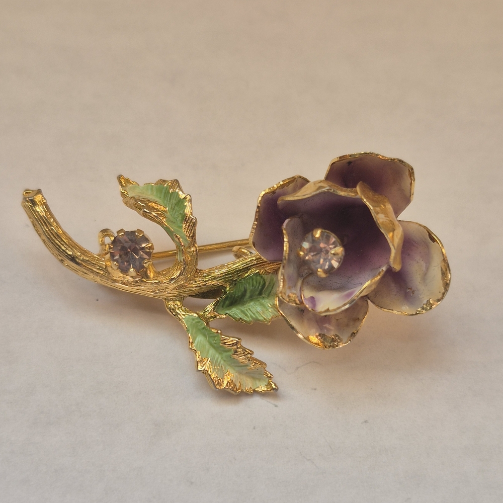 Vintage Flower Brooch With Austrian Crystals